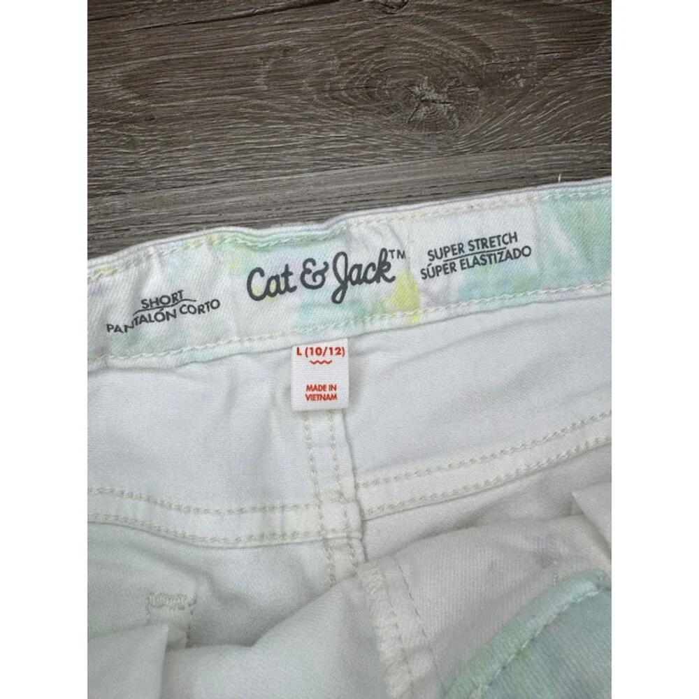 Girls Pastel Tie Dye Frayed Denim Shorts Stretch Summer Casual